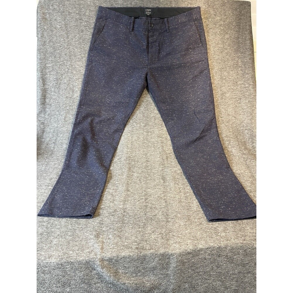 J Crew Driggs Pants Blue Speckle Cotton Blend Flat Front Trousers Men’s 36 x 32